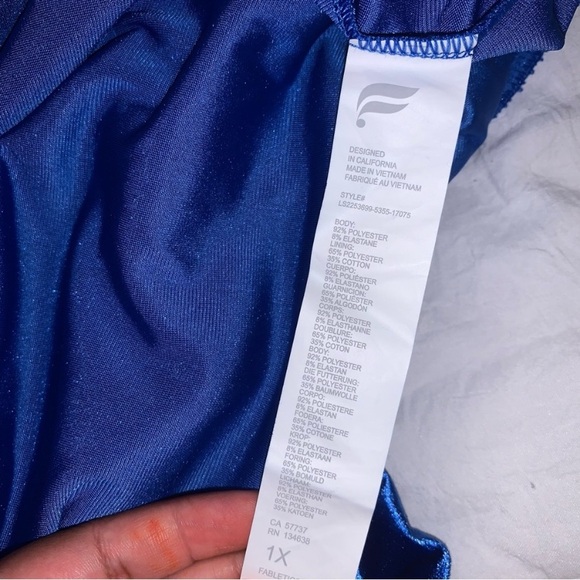 Fabletics Blue Crushed Velour Zip Up Hoodie Size XL - Picture 11 of 11